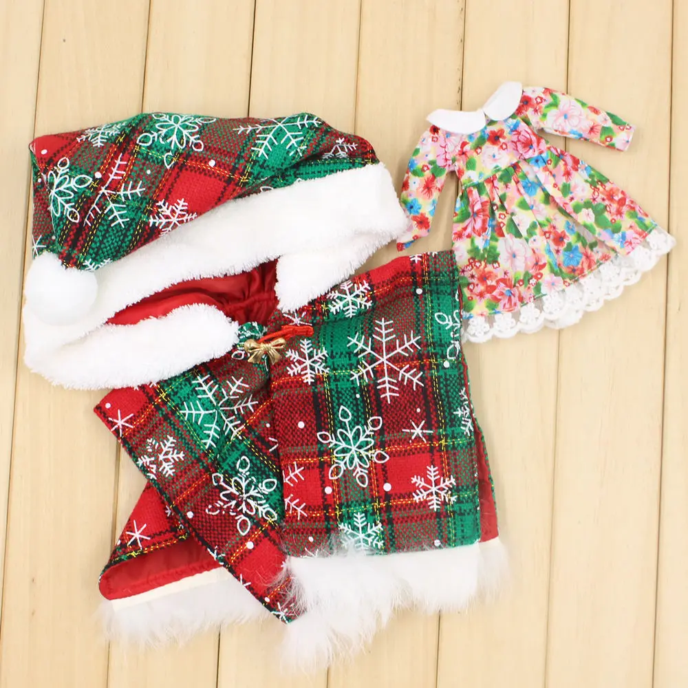 Наряд для куклы Blyth, Рождественская одежда, пальто Санта-Клауса с платьем, Рождественский костюм для костюмированной вечеринки для 1/6, azone BJD pullip licca