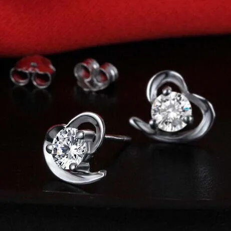 Милые в форме сердца корейские модные большие серьги циркон-Родиевые | Украшения