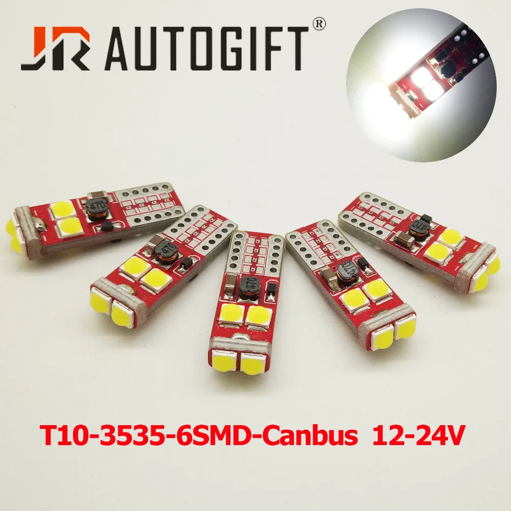 10 шт. T10 led canbus 194 W5W 3535 6 LED CANBUS без ошибок 12 24 В Автомобильная клиновидная Хвостовая боковая лампа Авто