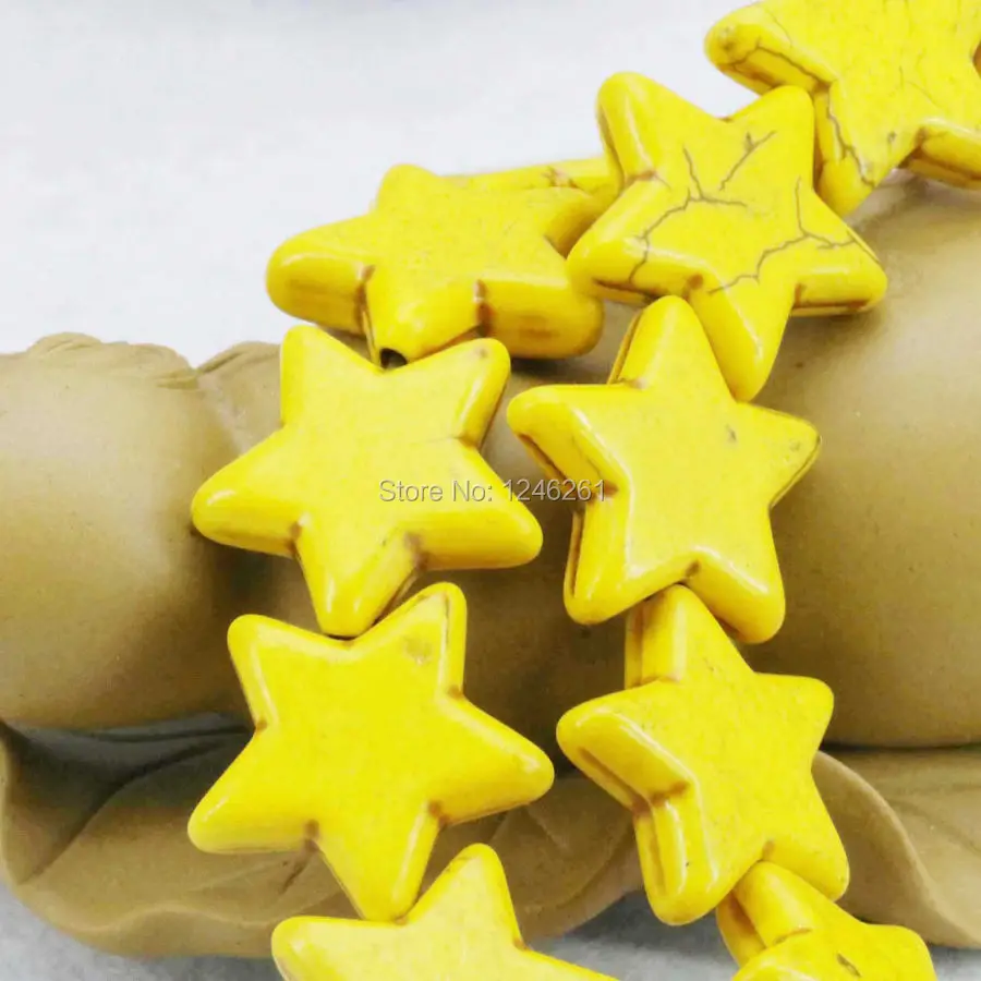 Аксессуары желтая звезда индейка камень россыпью бусины Сделай Сам Howlite 15 дюймов