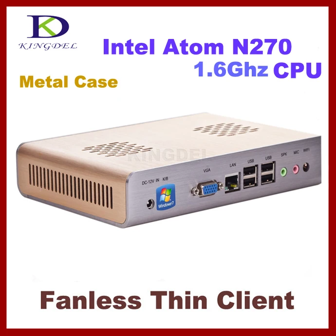2016 новый безвентиляторный тонкий клиент Мини-компьютер с атом Intel N270 1.60 ГГц 1 ГБ