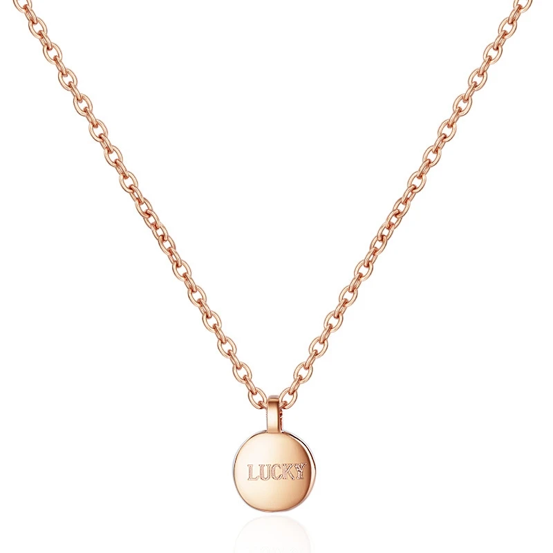 Simple Trendy 925 Sterling Silver Necklace LUCKY Choker Round Pendant Women Jewelry Valentine's Day Gift N005 | Украшения и