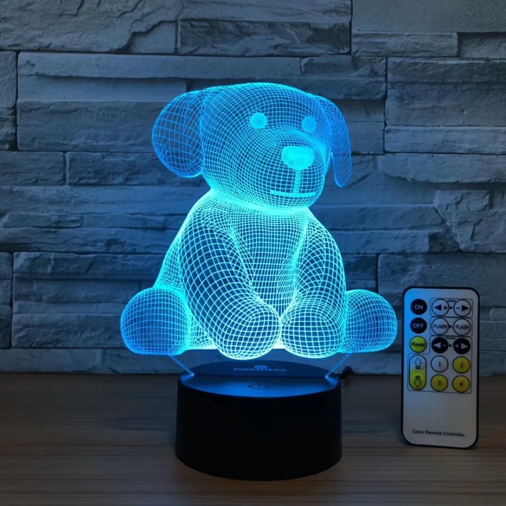 Сидячий милый медведь 3D USB Светодиодная лампа Настольный ночсветильник Декор для