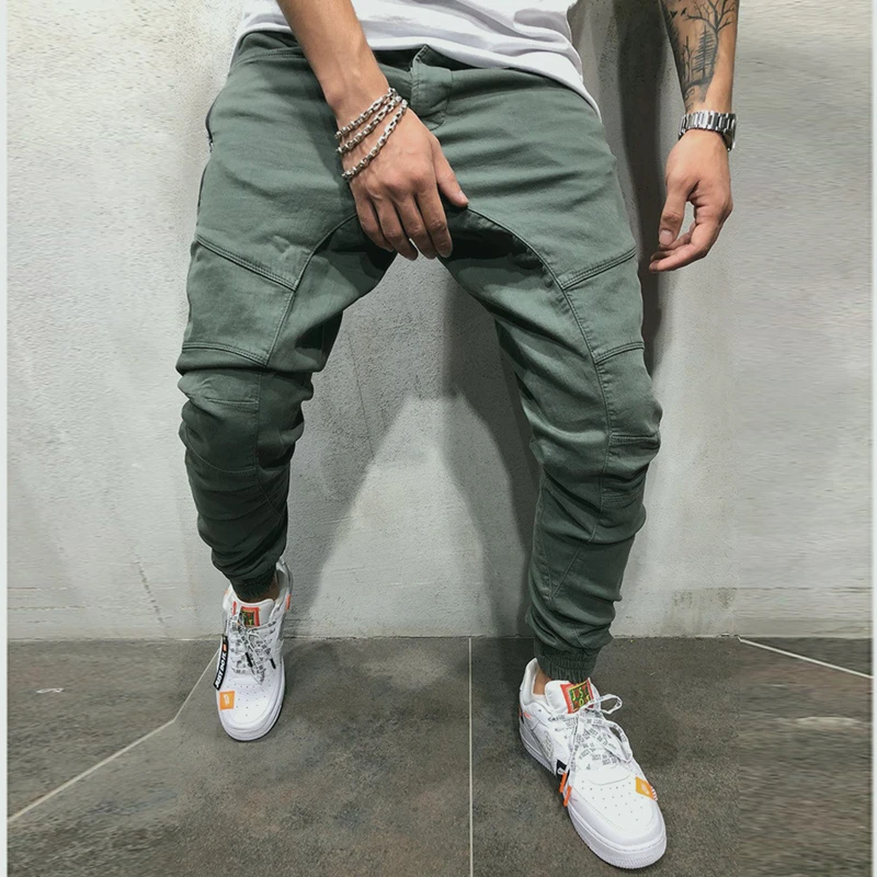 Мужские повседневные шаровары на шнуровке брюки-карго в стиле хип-хоп с