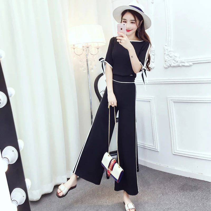 Женский комплект лето 2018 новая мода темпераментная одежда с короткими рукавами +