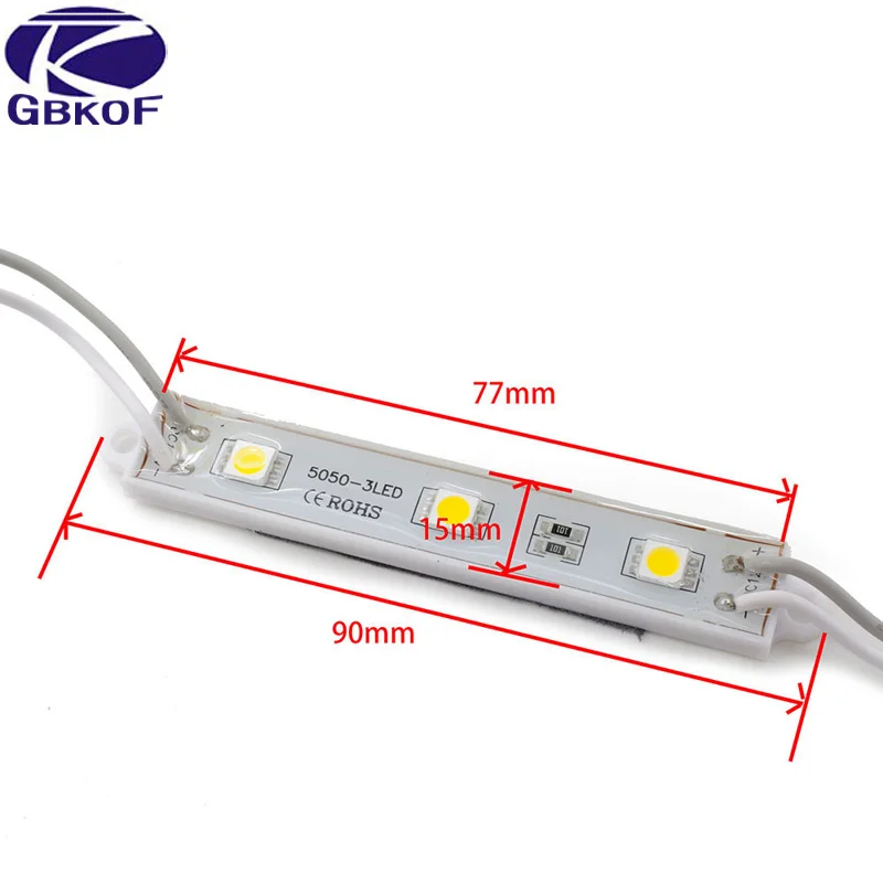 20 шт./лот 5050 3Led модули водонепроницаемый IP65 DC12V белый/теплый белый светодиодные модули для подсветки рекламный щит экран окно