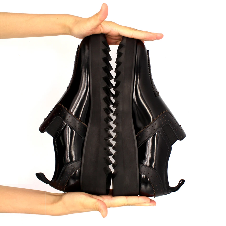 Туфли мужские из воловьей кожи на толстой подошве увеличивающие рост | Обувь