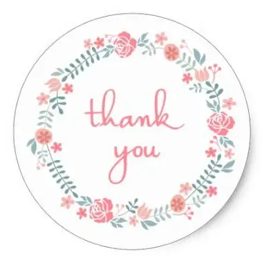 

1.5inch thank you in floral laurel wreath classic round sticker