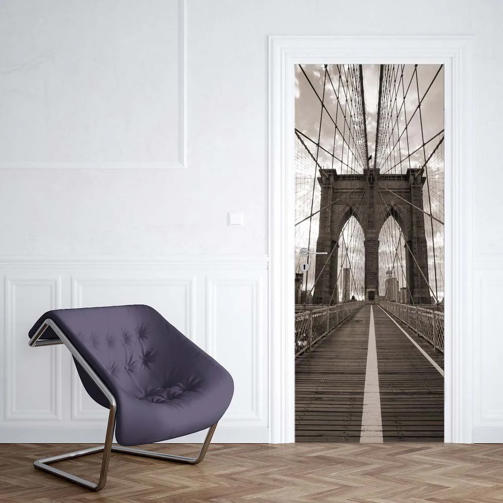 3D наклейка на дверь Бруклин мост в Нью Йорк для гостиной спальни ПВХ