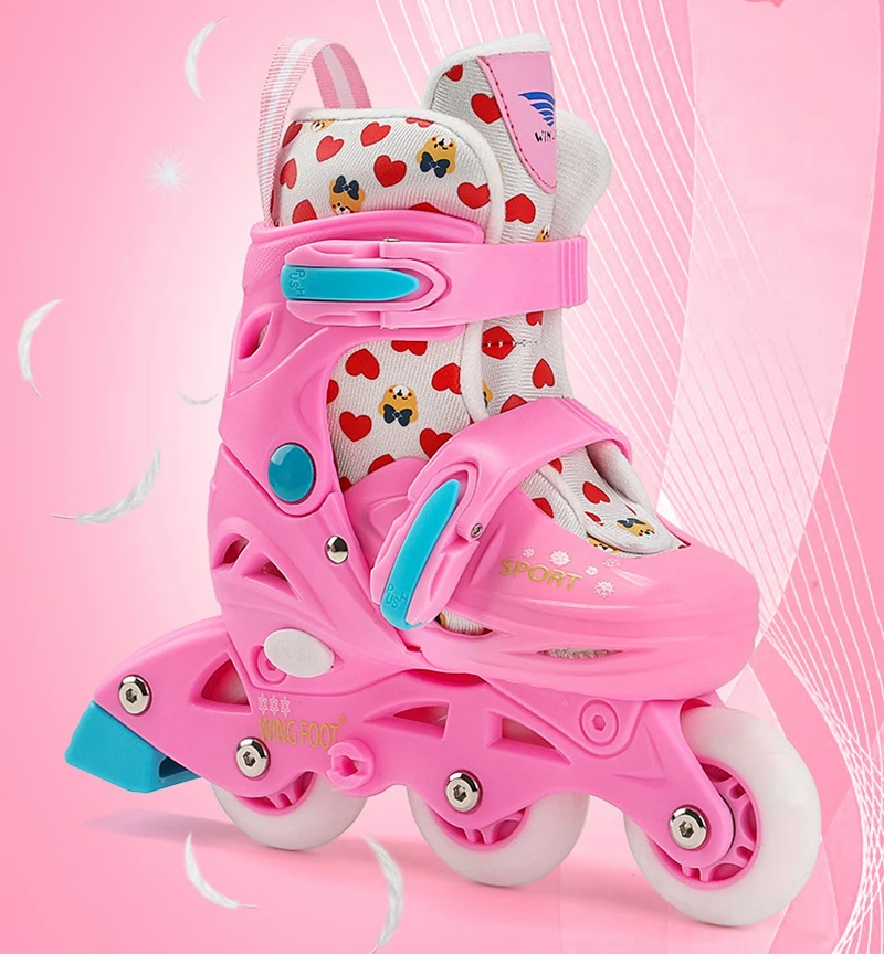Kids Children Stable Balance Slalom Double line Parallel Ice Skate Roller Shoes Inline Adjustable Fall Prevention For Beginner