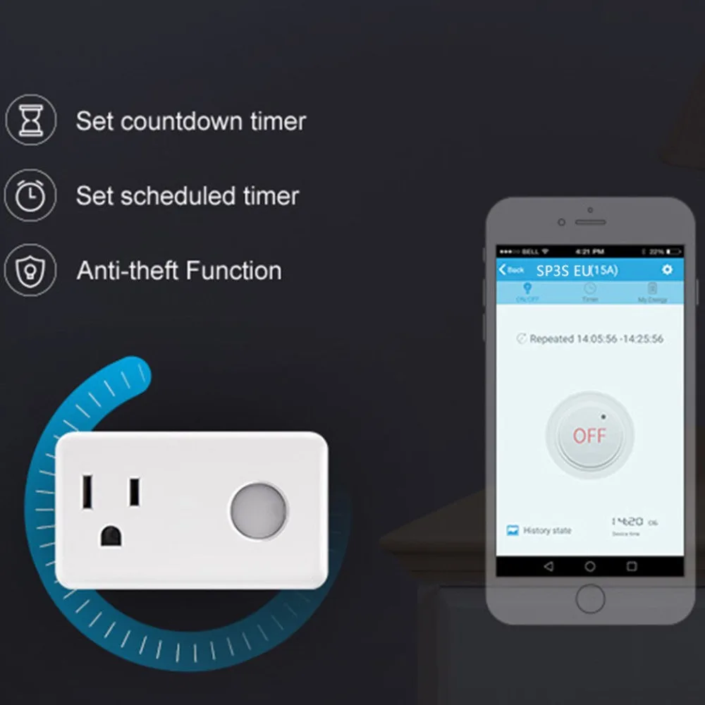 Original Broadlink WiFi SP3S SP3 Socket for Amazon Alexa Google Home APP Remote Control Automation Power Meter Smart | Электроника