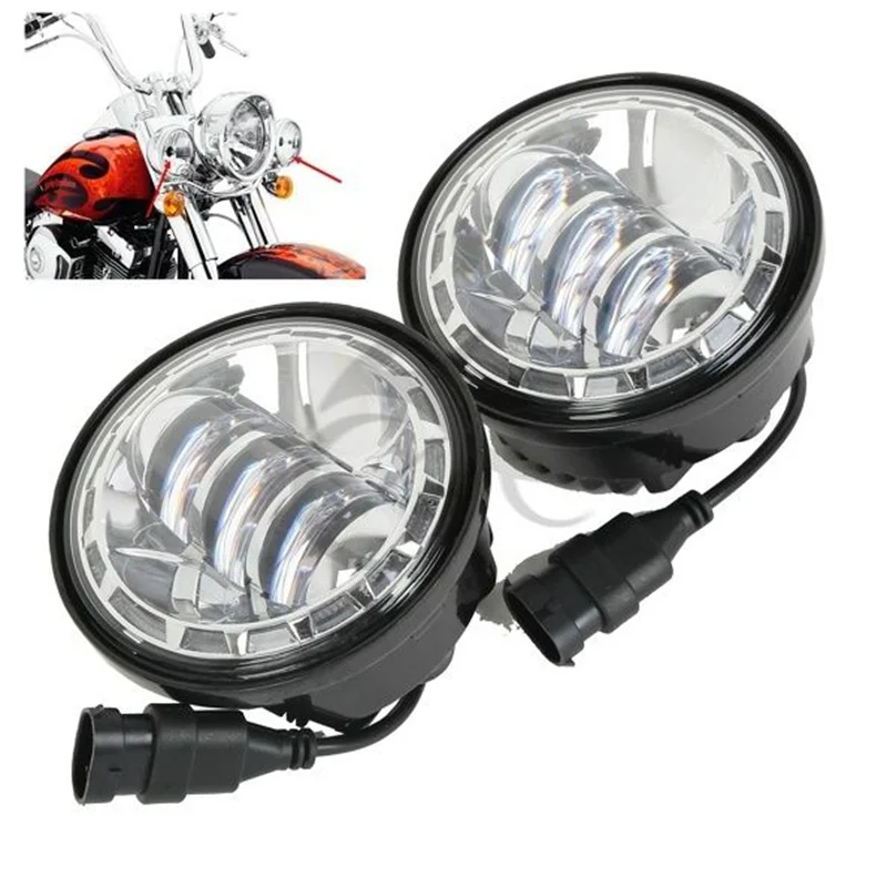 

4-1/2" Chrome LED Auxiliary Spot Fog Passing Light Lamp For Harley Dyna Fat Bob Low Rider FXDL Blackline FX