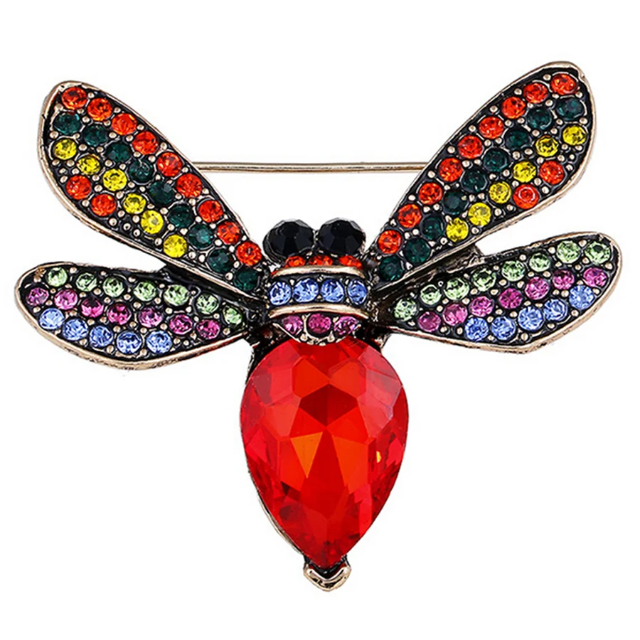 

2017 Newest Colorful Rhinestones Cute Bee Brooch Pins Jewelry for Women Big Crystal Brooches Scarf Dress Accessories XZ184