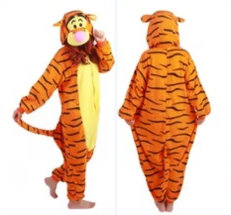tigger Новые костюмы для косплея для женщин и мужчин, Розовая пантера, кролик, попугай, ежик, пижама в стиле супергероя, Комбинезоны из флиса, вечерние платья на Хэллоуин - Цвет: tigger