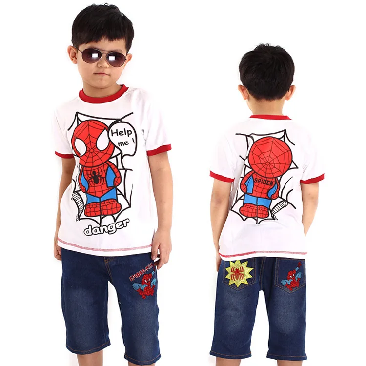 Детская одежда дети спортивный костюм паук майка и джинсы 2 шт. прохладный