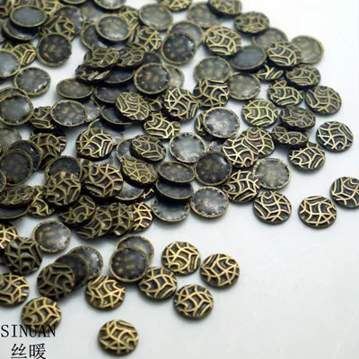 9mm SINUAN заклепки покрытие горячей фиксации шпильки круглые металлические заклепки 9 мм/10 мм круглые шипы античная латунь/античная медь/никель Diy шпильки - Цвет: 9mm
