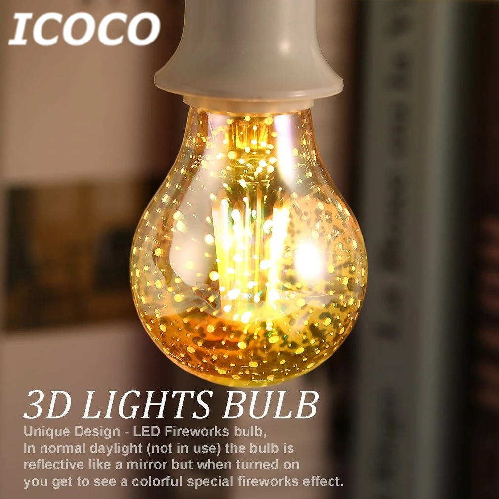 ICOCO 3D E27 светодиодная лампа ST64 G95 G80 A60 фейерверки 4 Вт шаровые огни Звездные