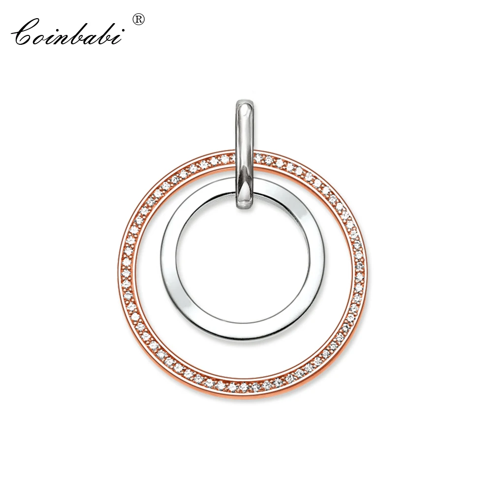 

Pendant Round Circles 925 Silver for Women Trendy Gift Europe Style Glam Jewelry Pendant Ornament Fit Necklace