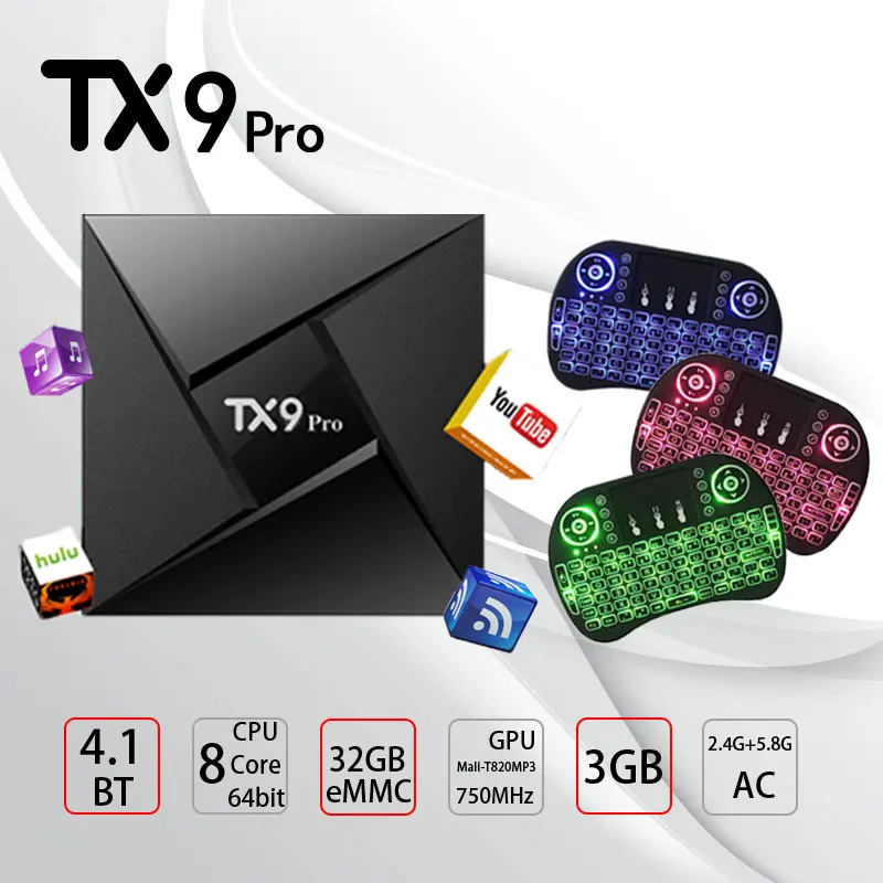 ТВ приставка TX9 PRO android 7 1 3G32G BT Smart tv Amlogic S912 2 4 ГГц Wi Fi поддержка 4K медиаплеер HDMI