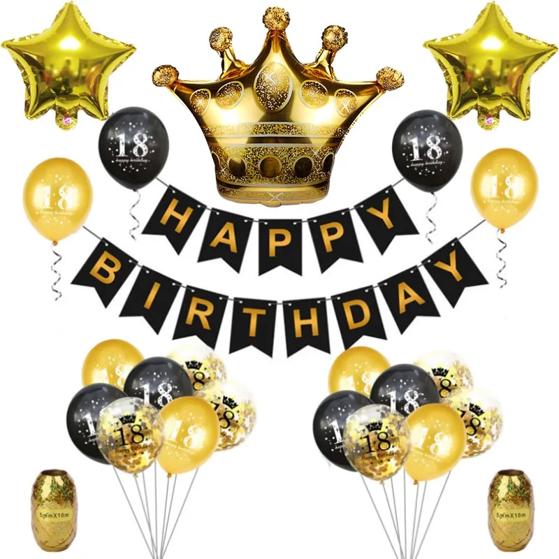 30 bithday Черное золото 18 30 40 50 60 70 80 лет баннер на день рождения воздушные шары надувные шары для взрослых День рождения украшения набор - Цвет: 30 bithday