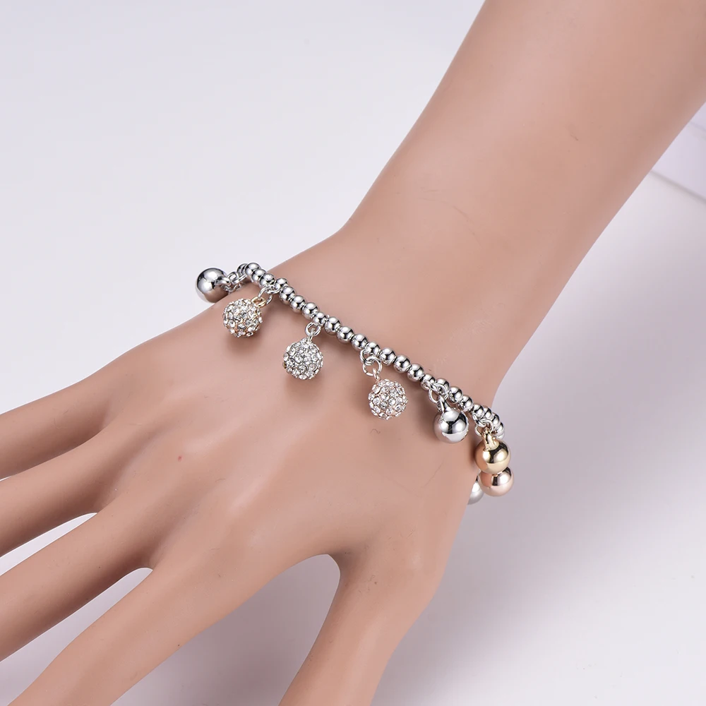 Шарм Цветной хрустальный круглый подвесной браслет для женщин и детей золотой