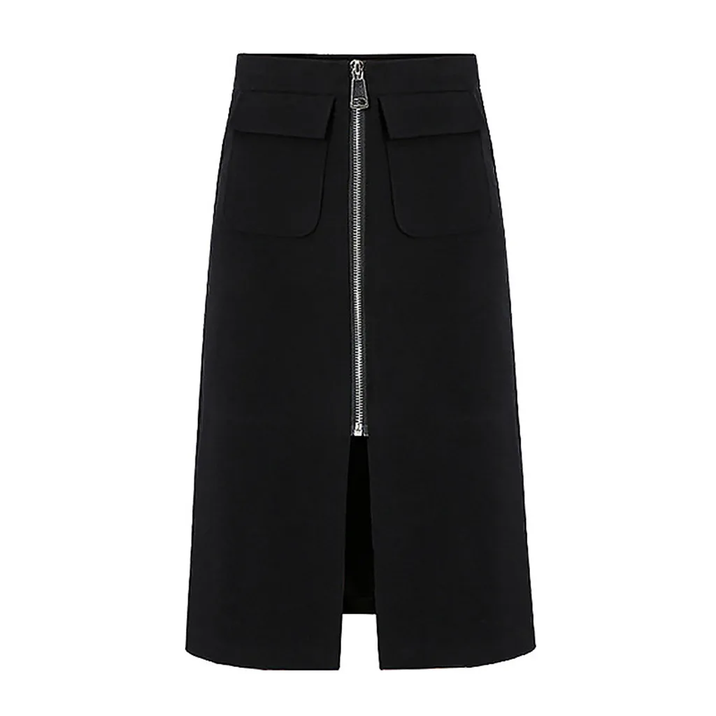 SAGACE Skirt Women Autumn Sexy Plus size Solid High Waist Long Maxi Slim Slinky Zipper faldas A-Line Skirt vadim jupe femme 9704
