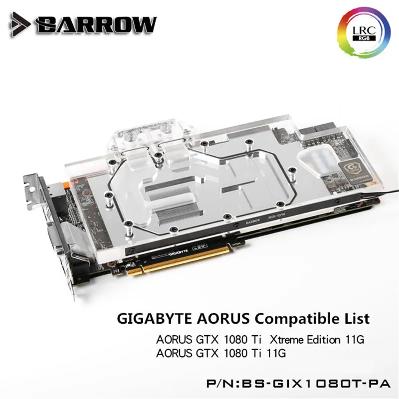 Барроу водяного охлаждения полный охват блок GPU для GIGABYTE AORUS GTX1080TI компьютер кулер