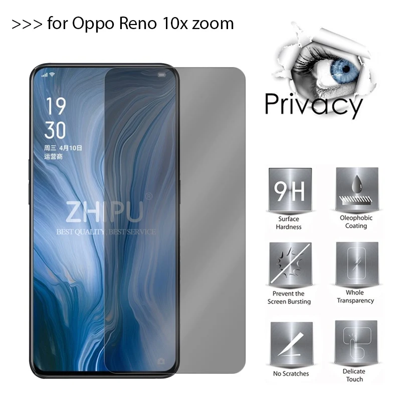Для Oppo Reno 10x zoom 2.5D Arc Edge антишпионское закаленное стекло для 6 &quotЗащитная пленка