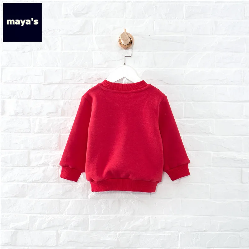 Mayas/красный свитер с принтом для мальчиков на новый год свободные мягкие