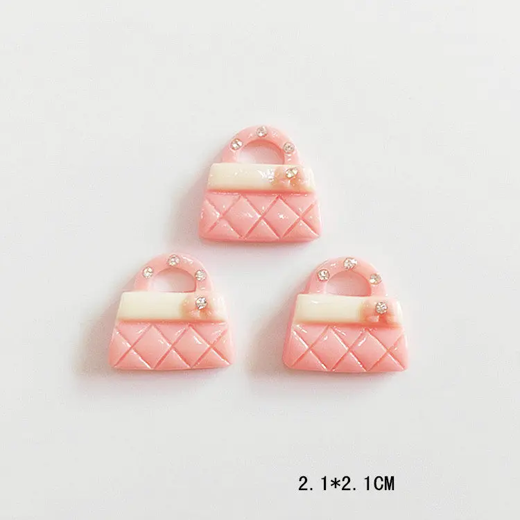 Pink bag 10 шт., аксессуары из искусственной смолы, украшения для телефона, декоративный материал, плоское заднее плоское украшение из смолы, для детей, сделай сам, блестки, товары для творчества - Цвет: Pink bag