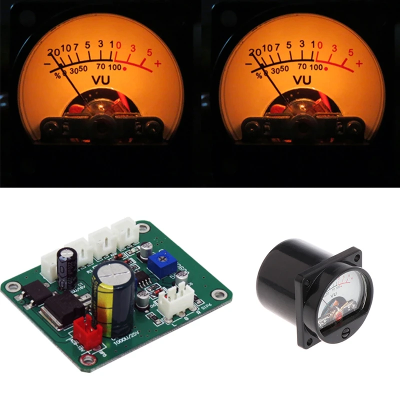 

High Quality 2 Pcs VU Panel Meter Warm Back Light Recording+Durable Driver Board Module+Cables