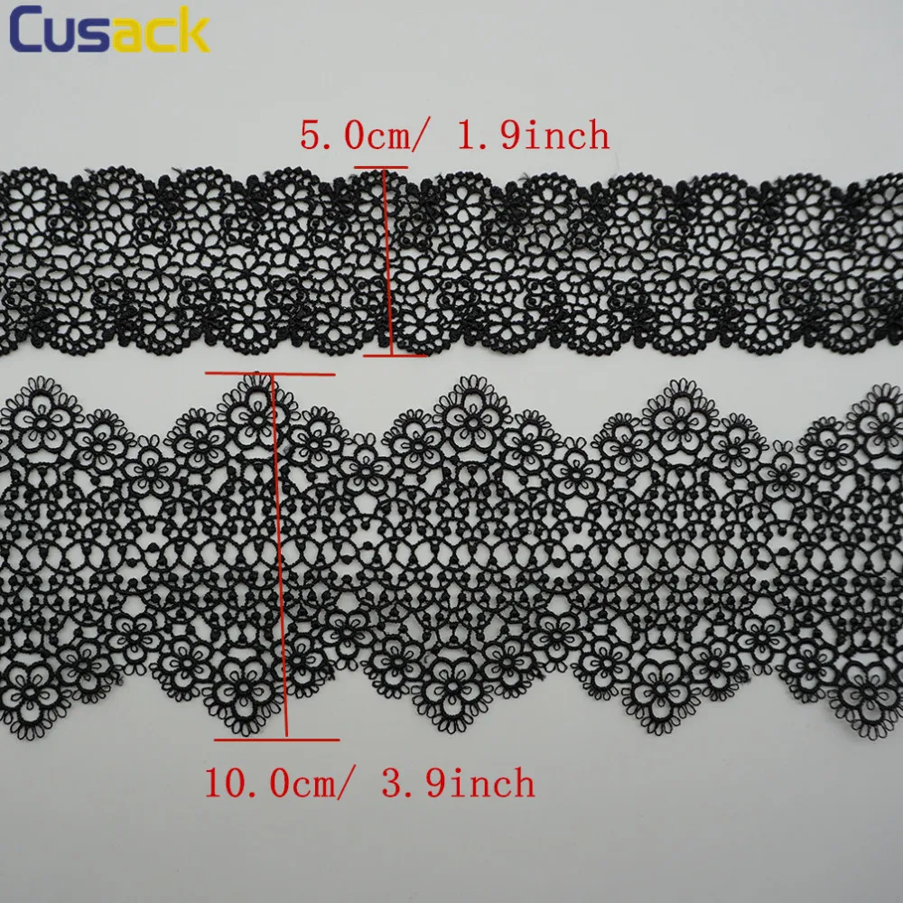 14 ярдов 10 см черная Цветочная кружевная лента отделка для платья одежды