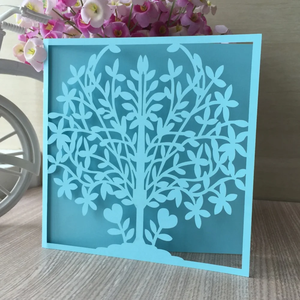 100 шт. лазерная резка Мерцающая бумажная Свеча дерево дизайн Вечеринка День