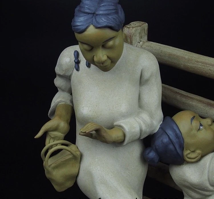 China Pottery Wucai Porcelain Art Decoration Firecrackers Guest Statue Sculpture | Дом и сад
