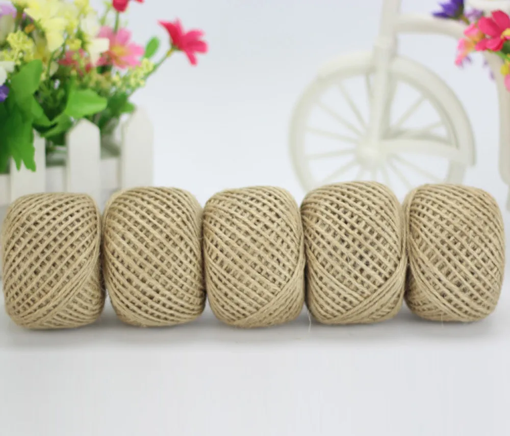 Новое поступление 50 м МТС мягкий натуральный коричневый джут Hessian Мешковина деревенский шпагат сизаль шнур