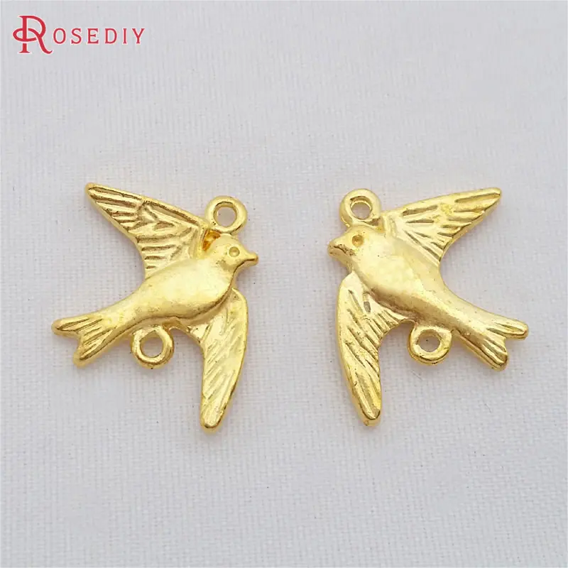 Gold Color Plated 22686) 30 шт. 21x16 мм из античной бронзы из цинкового сплава, подвески «Ласточка» Подвески самодельные ювелирные аксессуары Findings - Цвет: Gold Color Plated