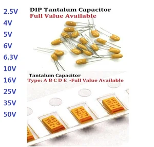 10pcs Tantalum Capacitor A B C D 476 106 6.3V 10V 16V 25V 35V  0.2212.24.76.81022334768100150220330470uf SMD DIP