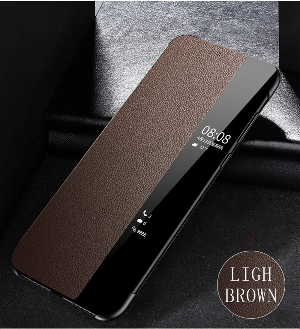 Чехол-книжка из натуральной кожи для huawei P20, Роскошный чехол для huawei P20 pro, чехол Smart touch, с прозрачным окошком, чехол P20pro