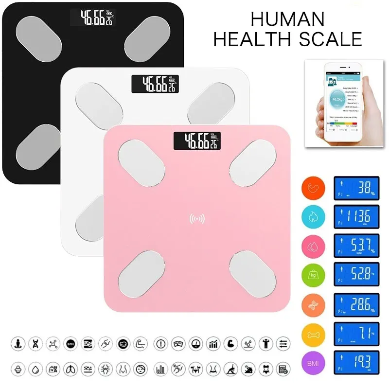 Электронные весы Smart Body Scale многофункциональные Bluetooth lcd Цифровые ж/к вода умный