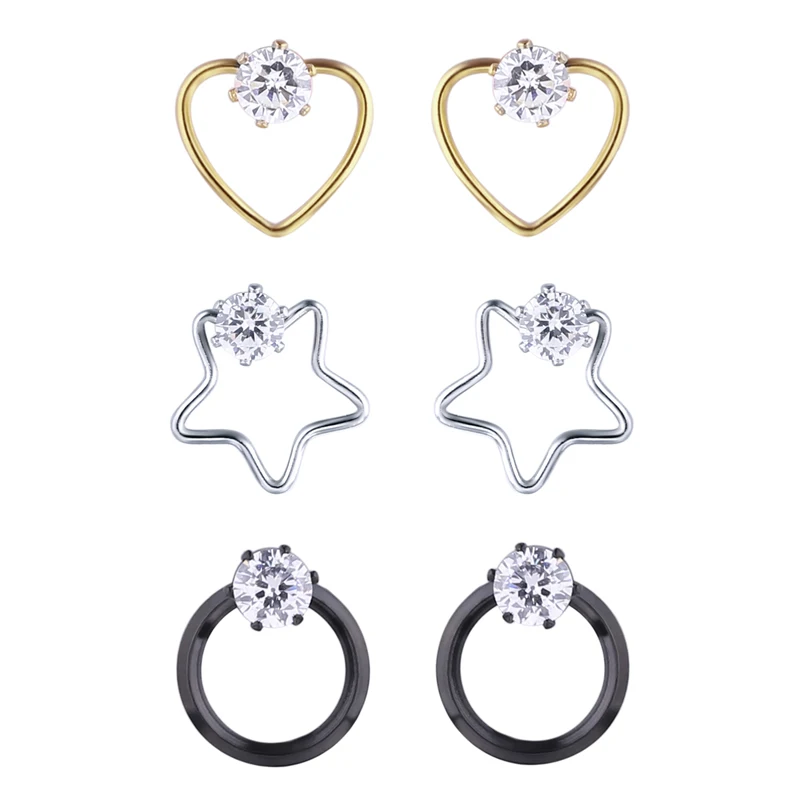 Модные серьги в форме сердца звезды очаровательные циркониевые серьги-гвоздики