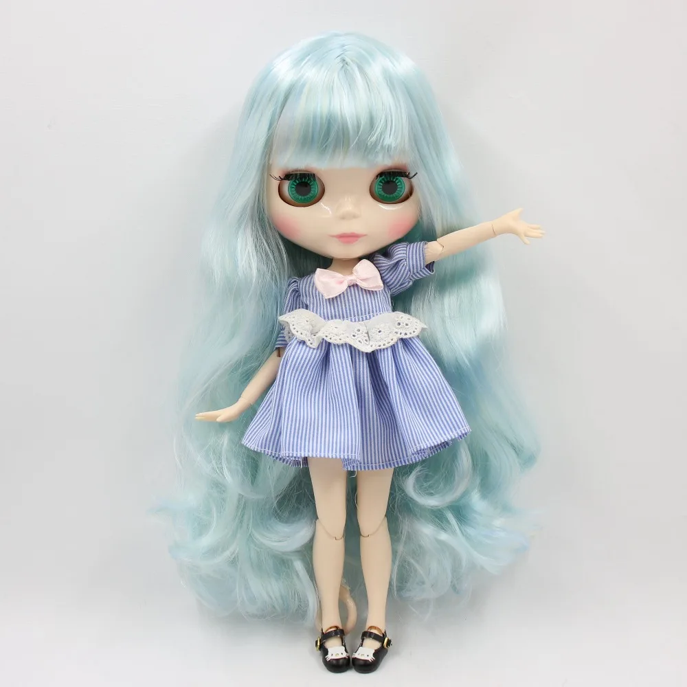 Ледяная кукла DBS Blyth 1/6 bjd сустав тела белая кожа 30 см синий микс мятный волос голый