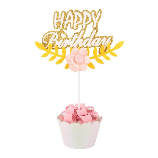 Yellow Flower 6 шт./Партия DIY цветок/луна/свечи в форме букв бумажные топперы для торта на свадьбу День рождения для украшения детского душа - Цвет: Yellow Flower