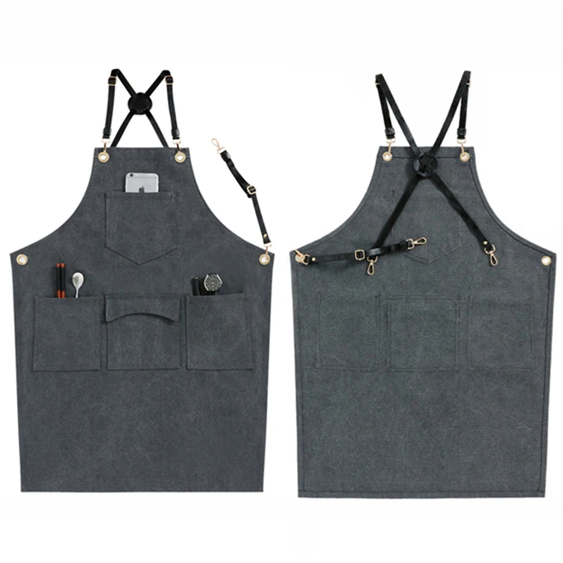 Холщовый фартук для барбекю кожаный женщин мужчин шеф-повара кухни