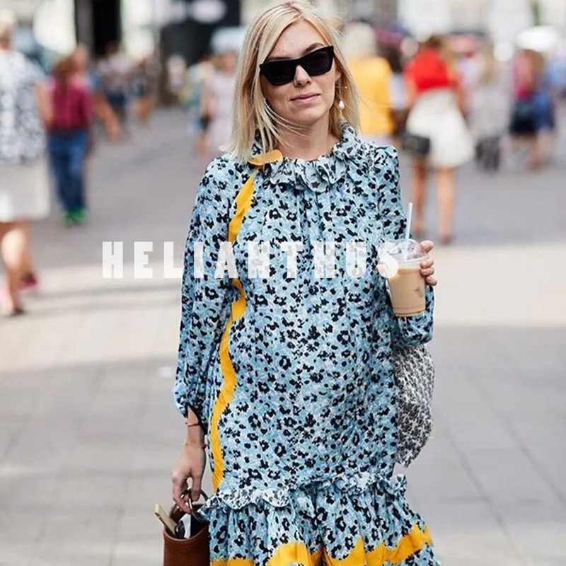 Роскошное женское платье с оборками и воротником длинным рукавом Русалка