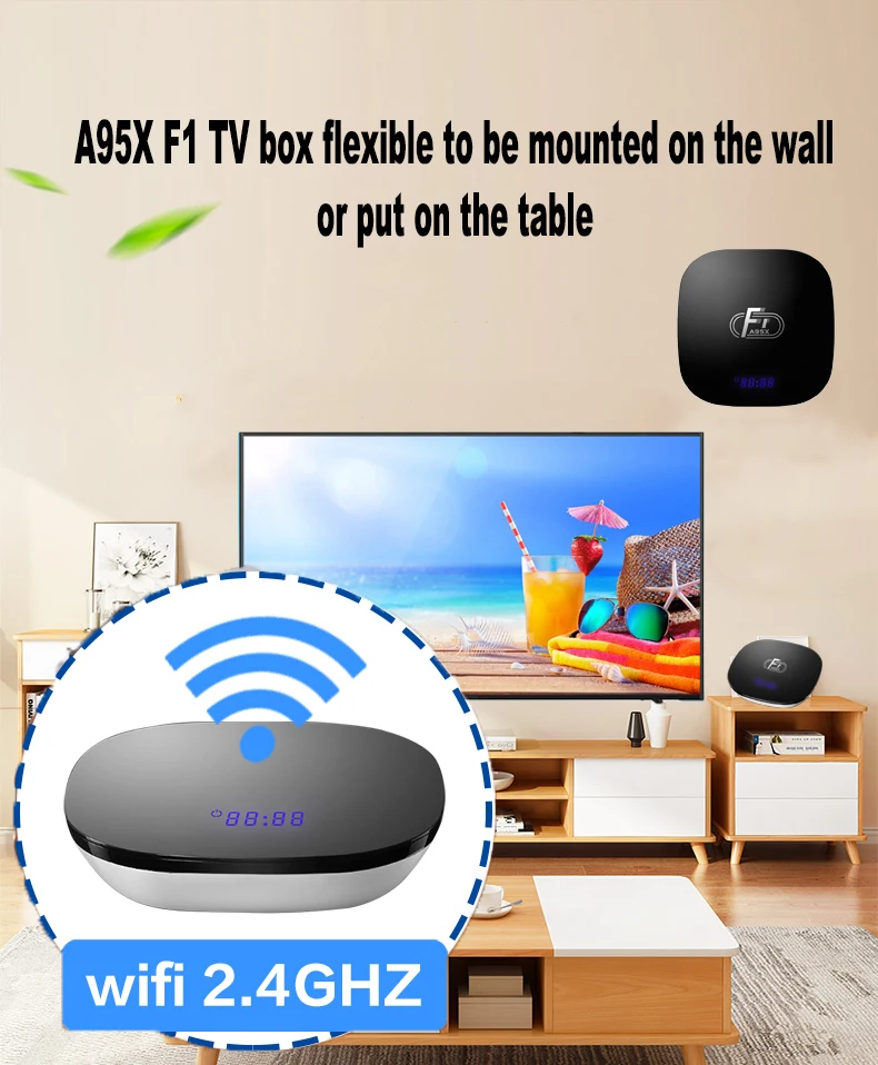 A95X F1 Smart tv Box Android 8,1 Amlogic S905W четырехъядерный телеприставка 4K 2G 16G 2,4 GHz WiFi A95X F1 поддержка H.265 4K PK X96 mini