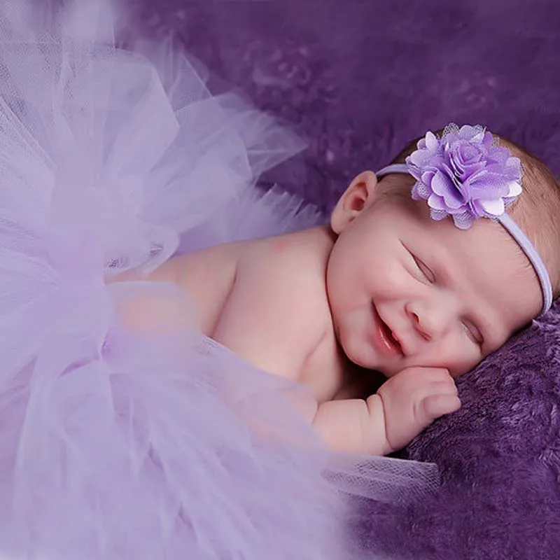 Пышная юбка-пачка и повязка на голову для новорожденных Клюквенная/винная TS032 16