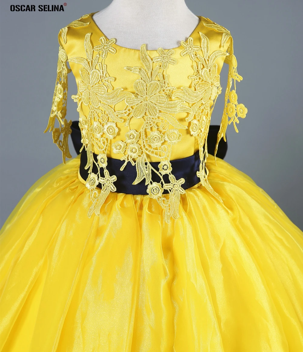 High quality custom flower girl dresses2019 new Scoop fluffy yellow primera comunion long pageant dresses for girls plus size | Свадьбы и