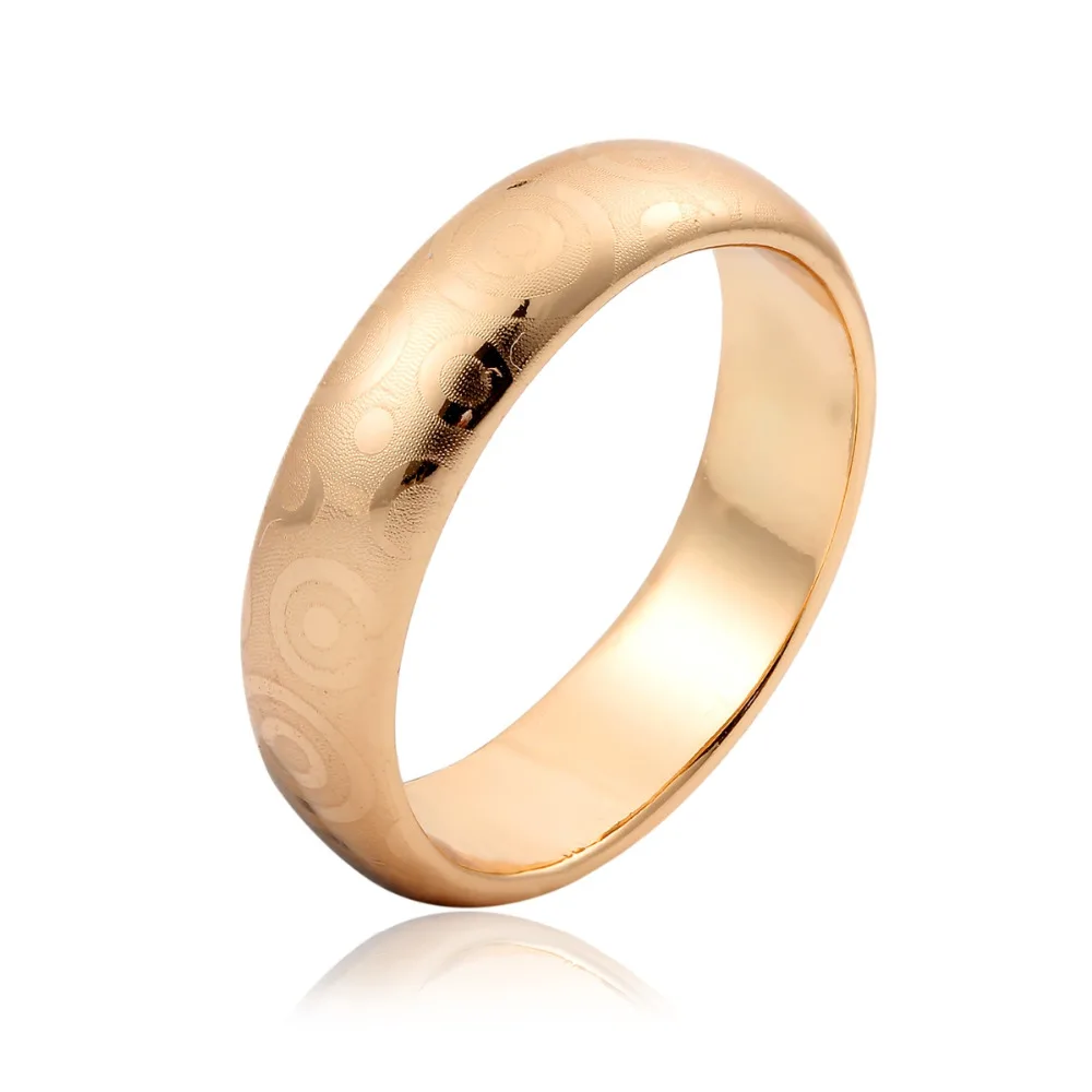 Желтое Золото Цвет D Форма группа лазерной круг Свадебные Обручальные кольца для