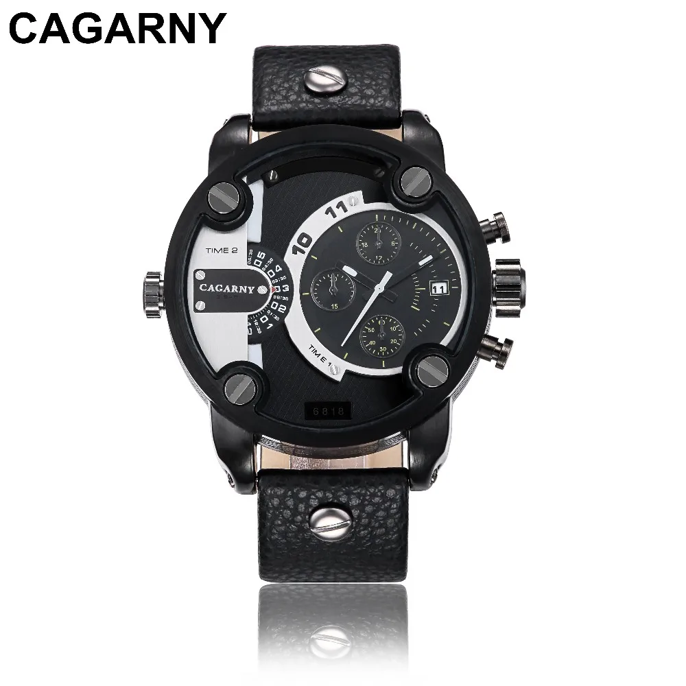 Orologi Uomo CAGARNY повседневные часы с кожаным ремешком и большим циферблатом кварцевые мужские водонепроницаемые военные спортивные часы Relogio Masculino - Цвет: 2