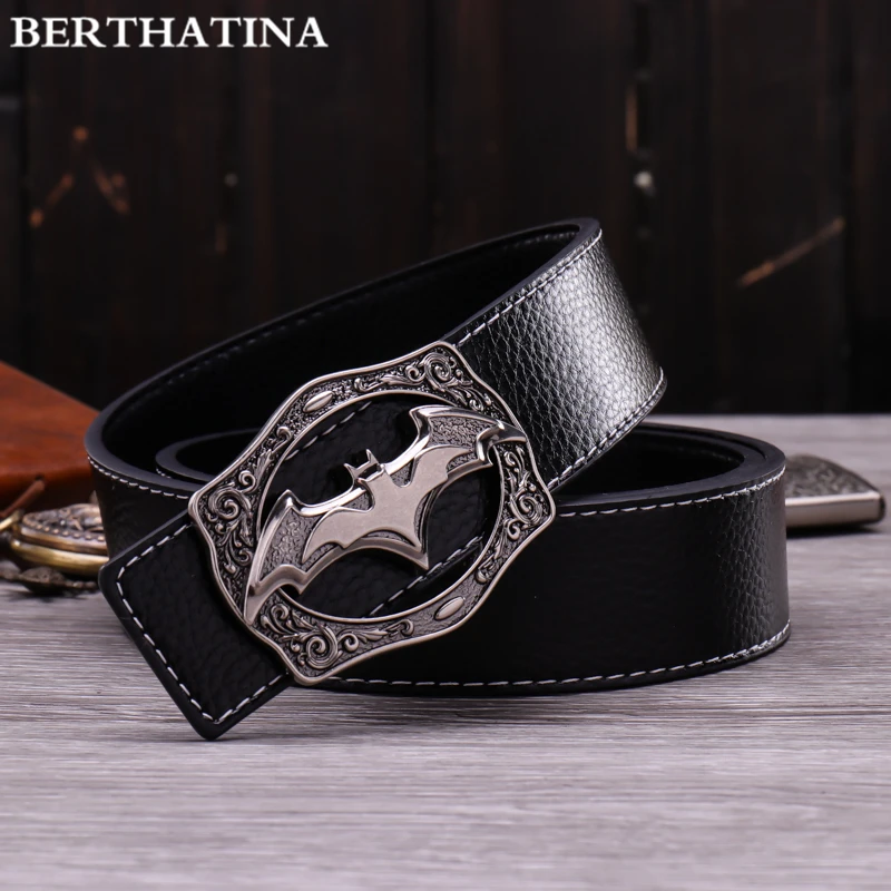 BERTHATINA, дизайн, мужской кожаный ремень, Повседневный, модный, сплав, Бэтмен, логотип, гладкая Пряжка, хит, роскошный бренд, пояс для мужчин